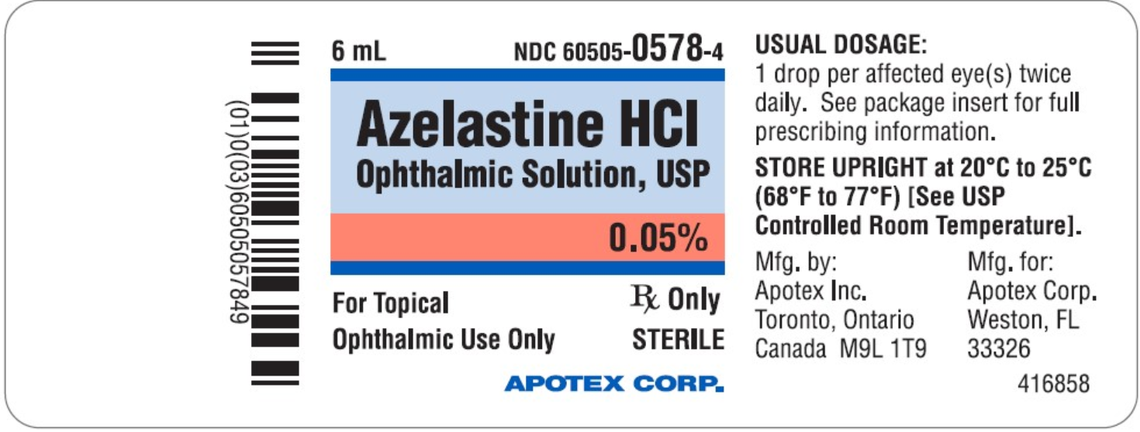 The label for recalled Azelastine HCl Ophthalmic Solution
