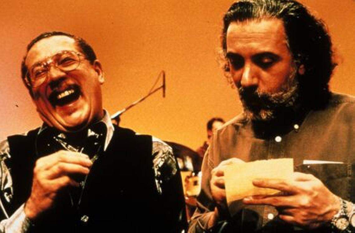 Cuban-American musician Paquito D’Rivera and director Fernando Trueba during the filming of “Calle 54” in 2000. Miami film historian Nat Chediak collaborated with Trueba on this project and the pair won Grammy awards for resulting recordings from this project that was screened in Miami when Chediak ran the Miami Film Festival.