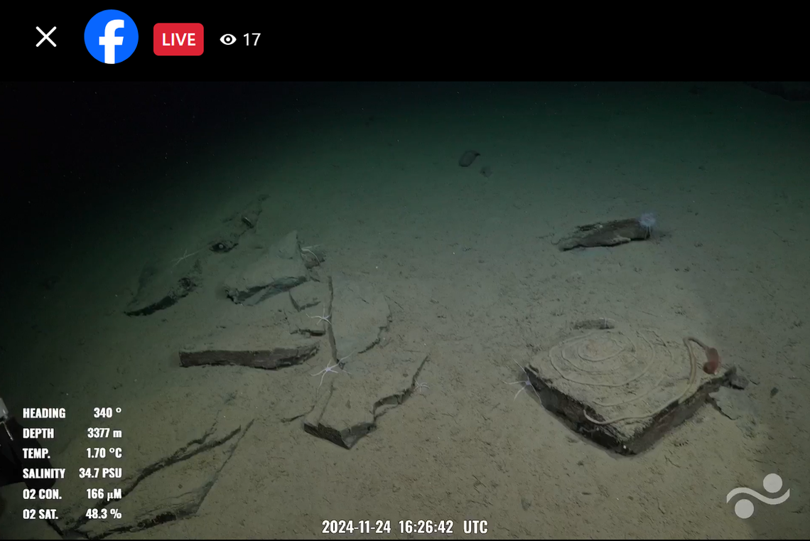 The spiral (on the right) was found at a depth of about 1,100 feet where temperatures are about 35 degrees, data shows.