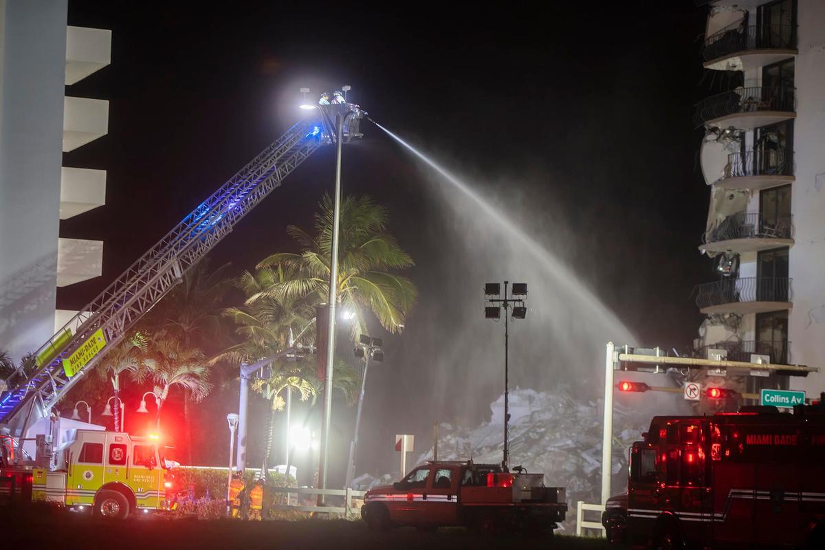 Search-and-rescue operation after the partial collapse of the Champlain Towers South in Surfside on Thursday June 24, 2021.