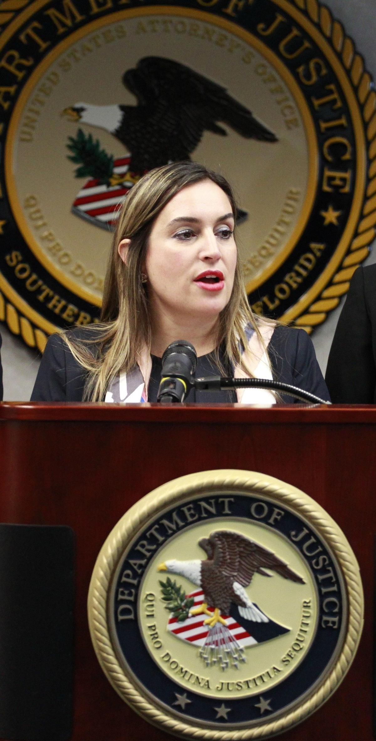 U.S. Attorney for the Southern District of Florida Ariana Fajardo Orshan announces on Thursday, Dec. 13, 2018, the unsealing of federal charges against 24 members and associates of a drug-trafficking and money-laundering organization operating in the Little Havana neighborhood of Miami-Dade County.