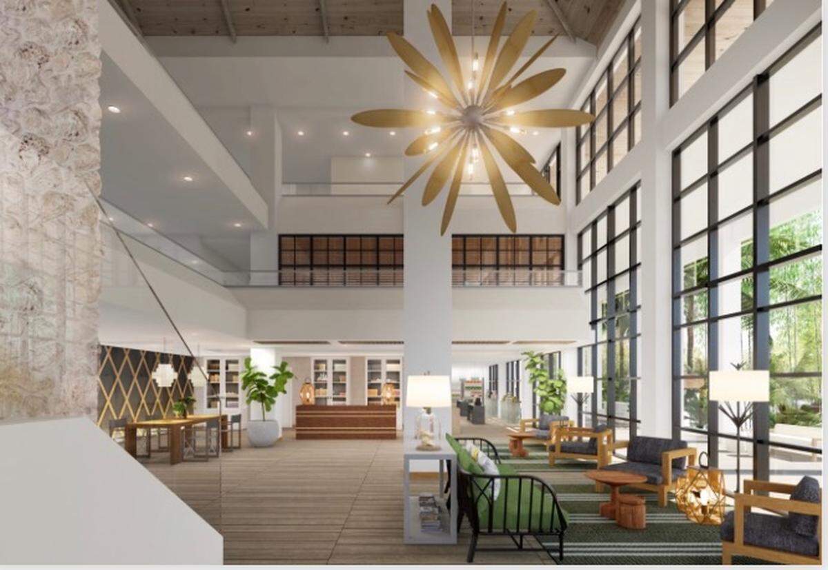 The lobby of the newly opened Bakers Cay Resort in Key Largo.