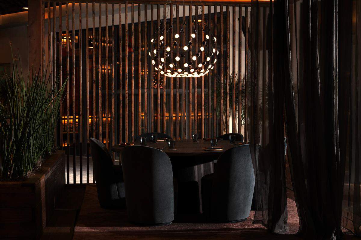 One of the semi-private cabanas on the rooftop of the new Shiso restaurant in Wynwood.