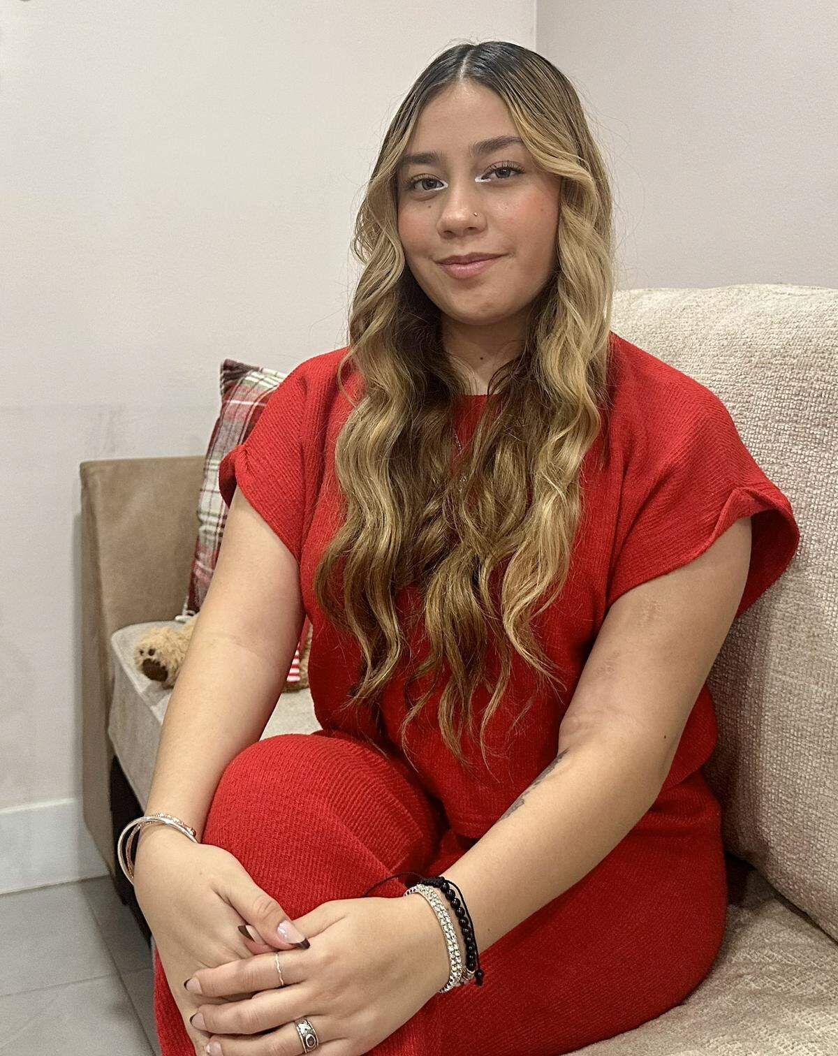 Brittany Calispa in the living room of her home in Hollywood in November, seven months after she received a kidney transplant. 