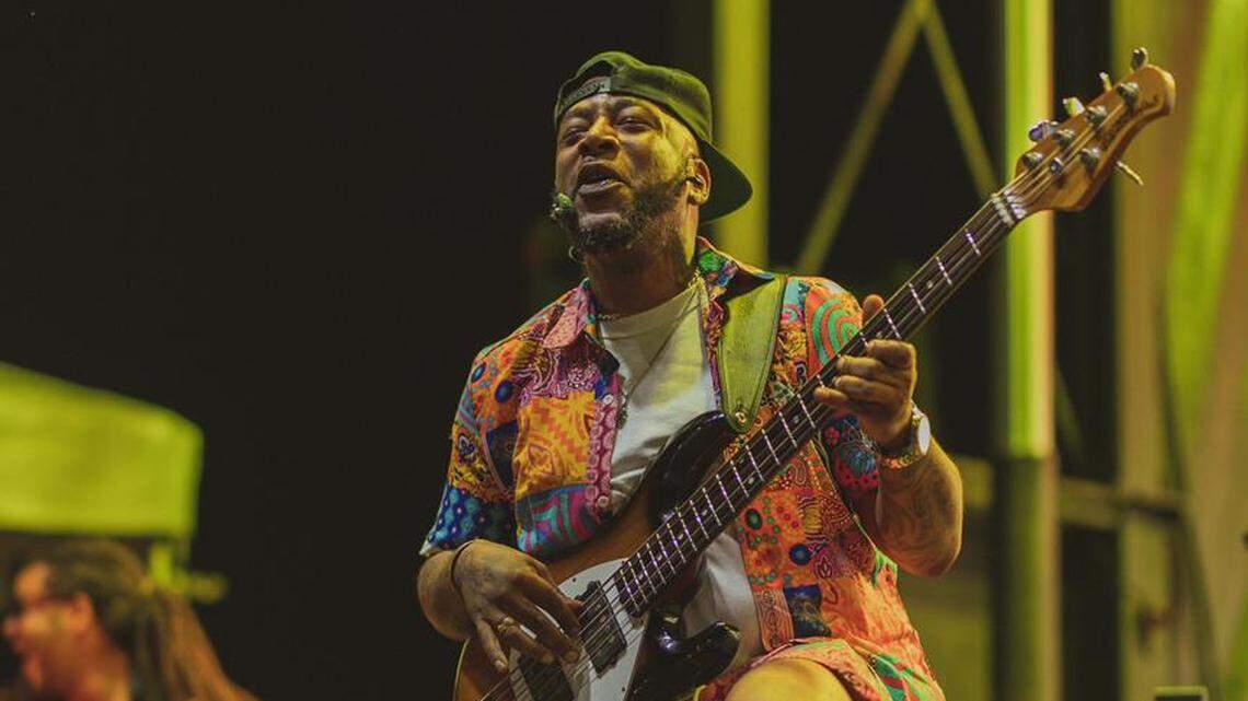 A guitarist with Haitian group Vayb, which is led by singer Mickael Guirand, performs at SumFest Miami, a popular summer festival that moved from Haiti to Miami this year. The event on Sunday, July 16, 2023 at historic Virginia Key Beach Park in Miami attracted about 10,000 Haitian music fans, organizers said.