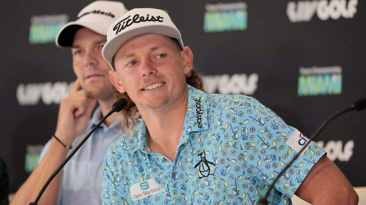 Cameron Smith speaks during the opening press conference for LIV Golf Invitational Miami in Doral on Wednesday, October 26, 2022.