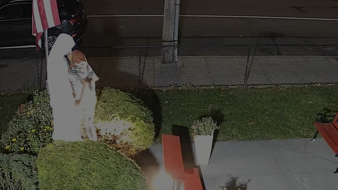 A historic statue outside of a New York church was smashed by an unknown vandal before dawn on Oct. 22, police said.