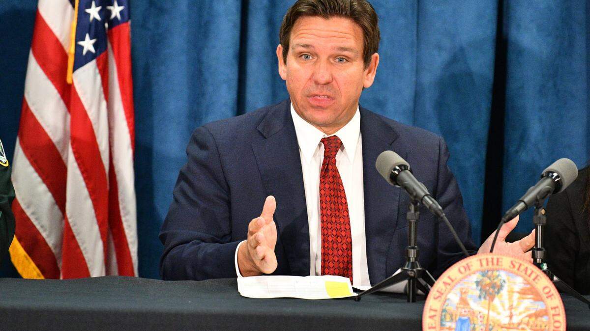 Gov. Ron DeSantis at a press conference in Titusville on January 29, 2025