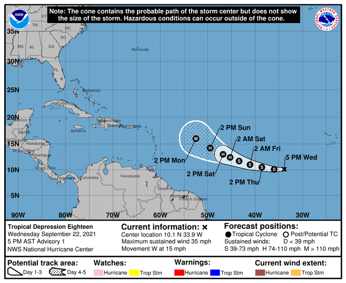Tropical Depression 18 has formed in the Atlantic, and it’s set to become Catgeory 3 Hurricane Sam this week.