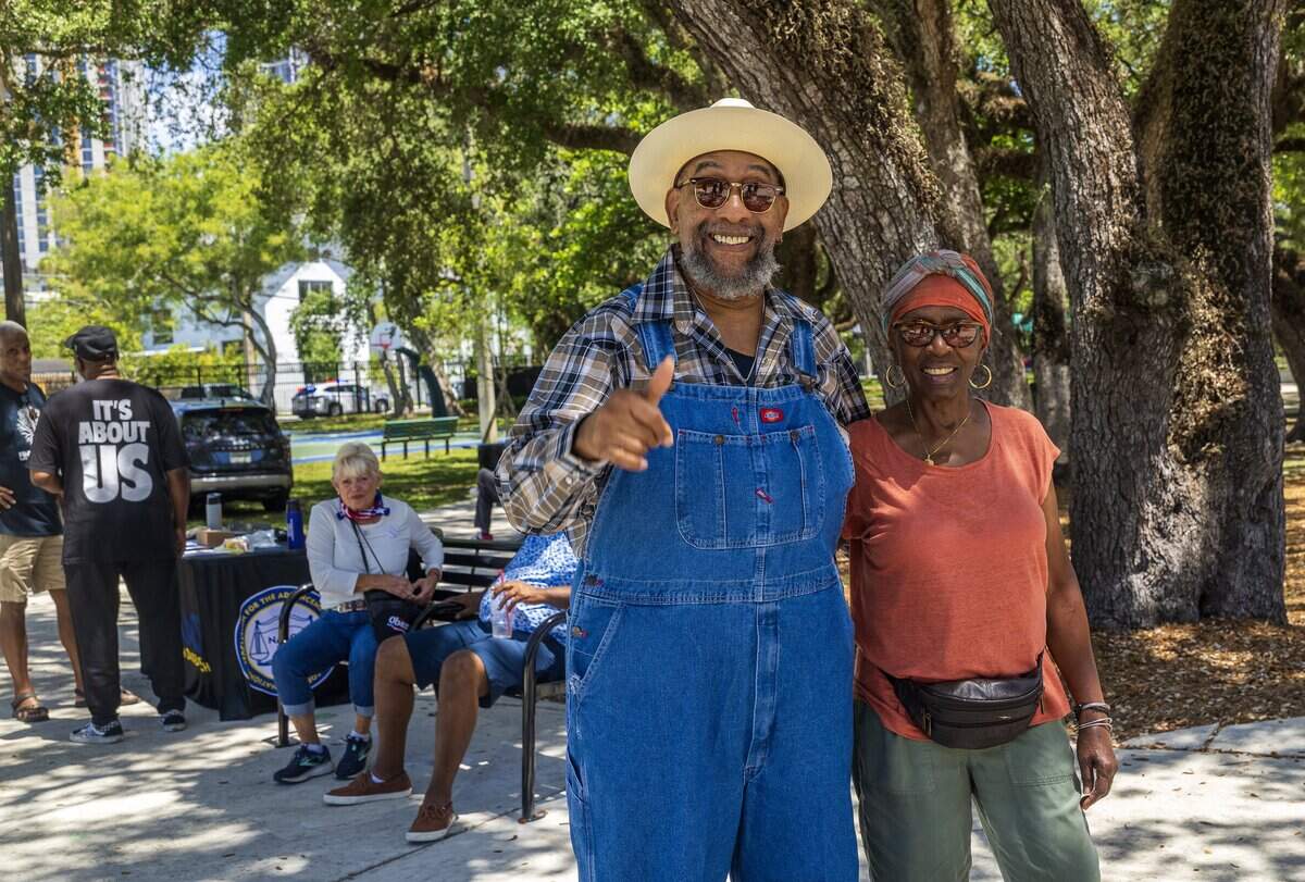 Long time Coconut Grove residents Mr. And Mrs. Curry enjoyed the good weather during the 3rd Annual Juneteenth Freedom Day Emancipation celebration at the Elizabeth Virrick Park, that featured live music, cultural performances, storytelling, and community fellowship, on Friday June 19, 2026.
