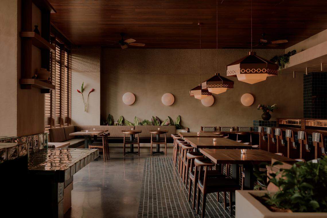 The dining room at the new Uchiko restaurant in Miami Beach, a sister to Wynwood’s Uchi.