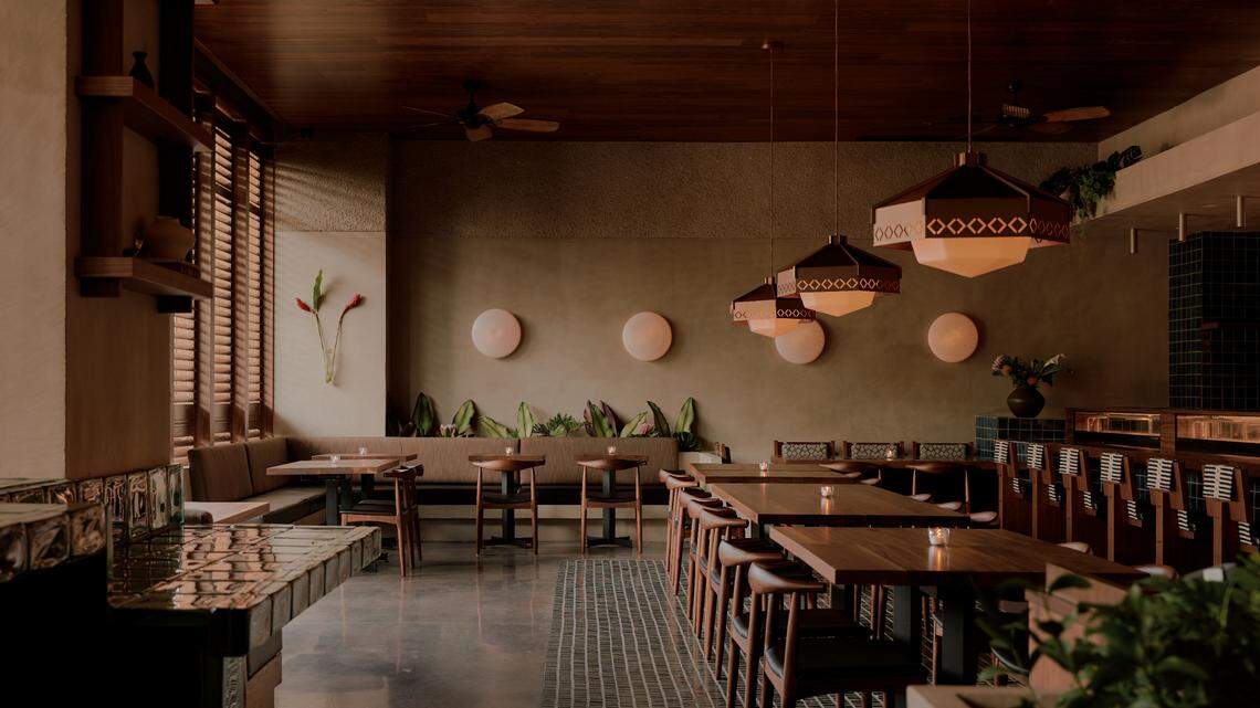 The dining room at the new Uchiko restaurant in Miami Beach, a sister to Wynwood’s Uchi.