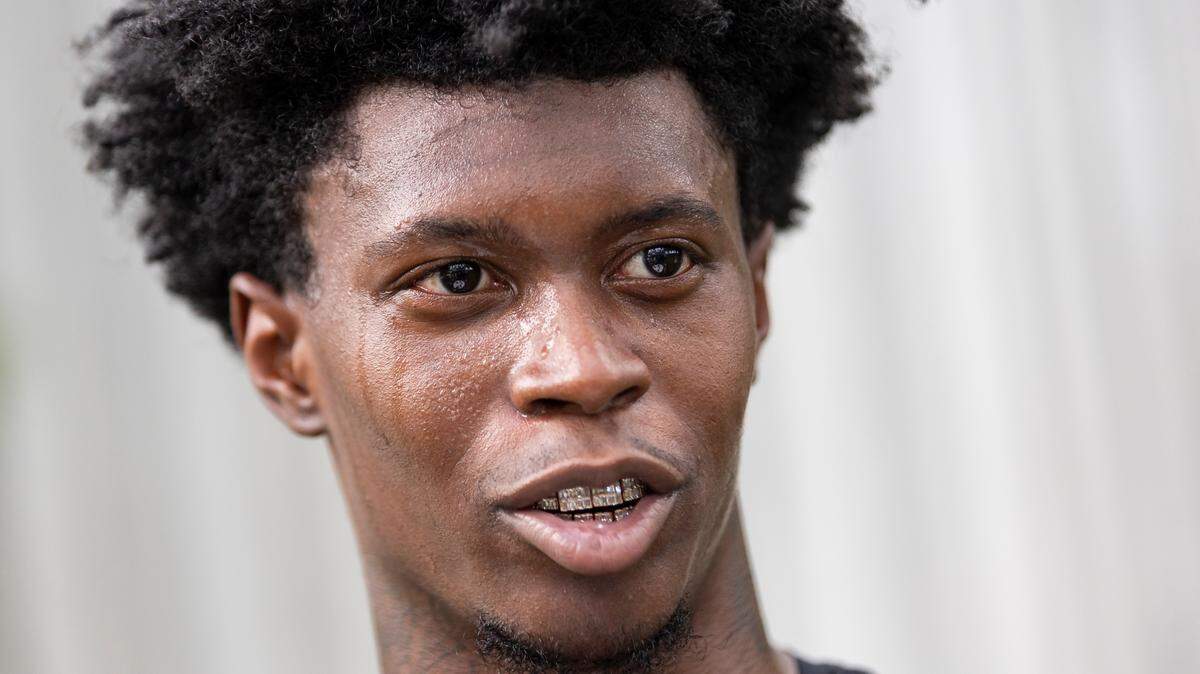 Miami Dolphins cornerback Cam Smith (24) talks with the media after participating in team practice at the Baptist Health Training Complex on Wednesday, Aug. 14, 2024, in Miami Gardens, Fla.