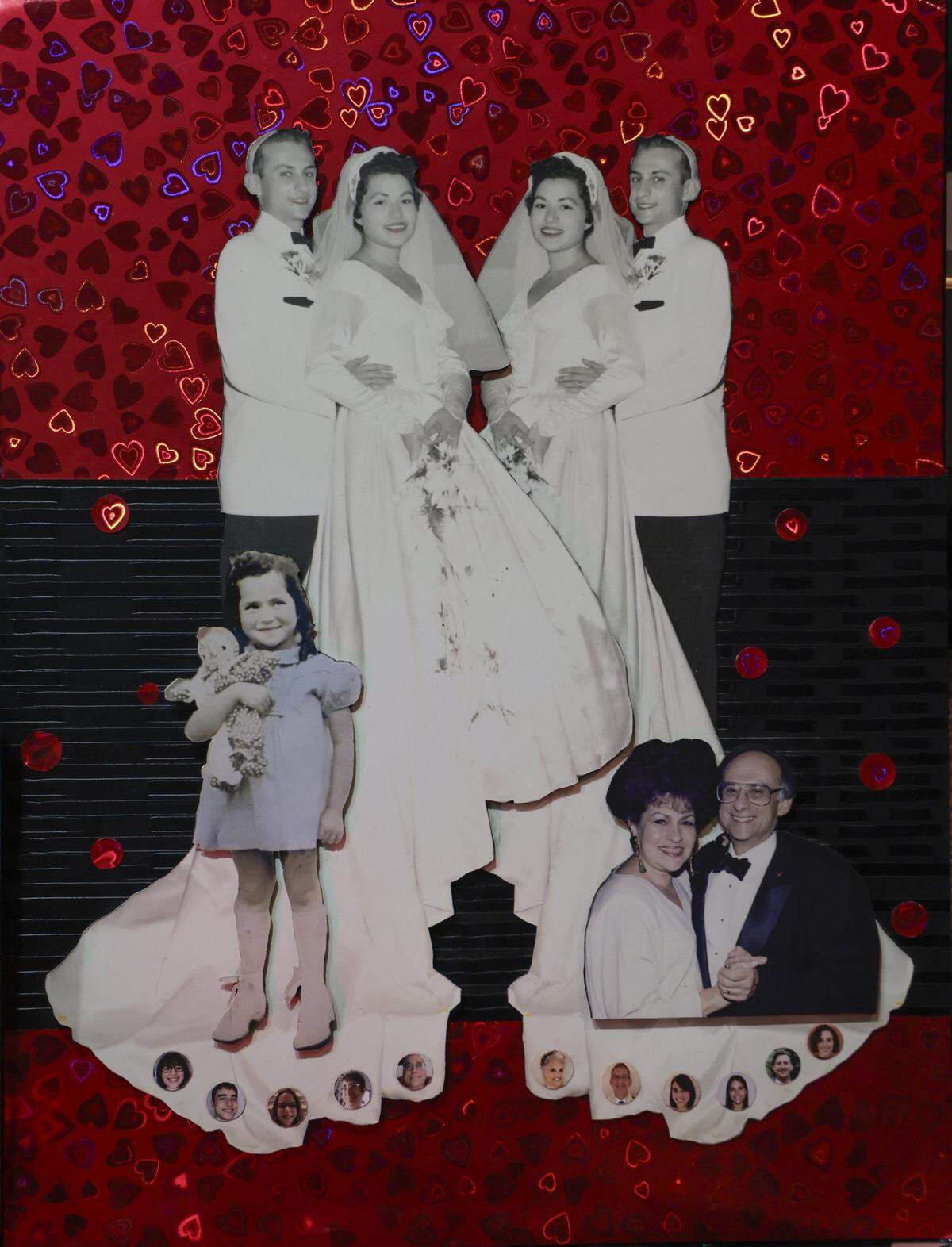 Original art work by Sydney Cash created for Sheldon Palley in honor of his wife Myrna of 60 years after her death in 2020. Their children and grandchildren are pictured in the art work diplayed at the Palley family home in Miami on Wednesday, September 10, 2025.