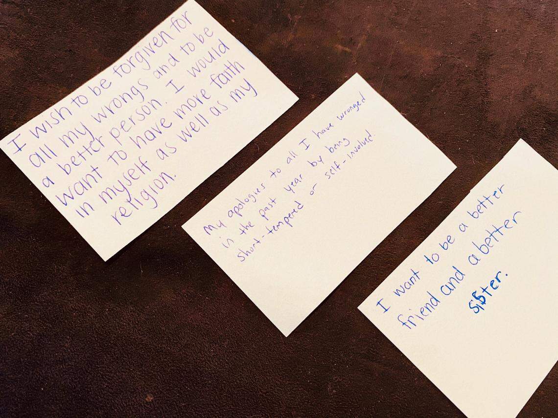Pictrured are three messages that will be dropped from a drone into the ocean on Sept. 20 as part of an ancient ritual known as tashlich. The ritual is typically done prior to Yom Kippur, the day of atonement.