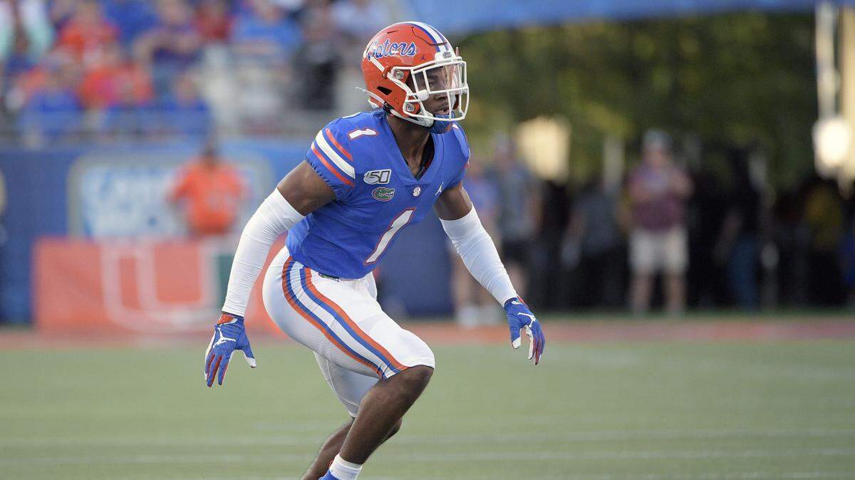 In this Aug. 24, 2019, file photo, Florida defensive back CJ Henderson (1) follows a play during the first half of an NCAA college football game against Miami in Orlando, Fla.