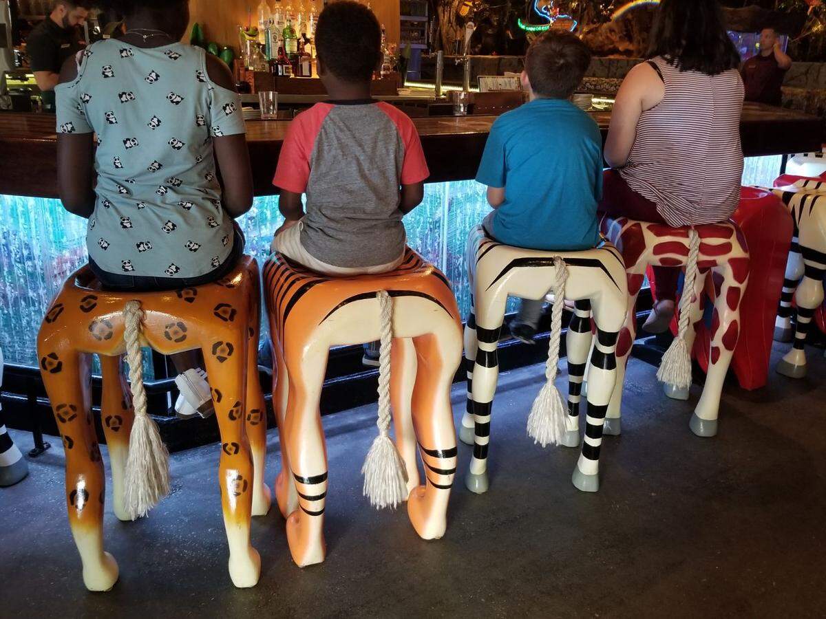 Amanda Williams Cruce and Deena Ruth Cruce currently had five foster kids in their home when this photo was taken in September 2018. These are four of the foster children on an outing to a restaurant. 