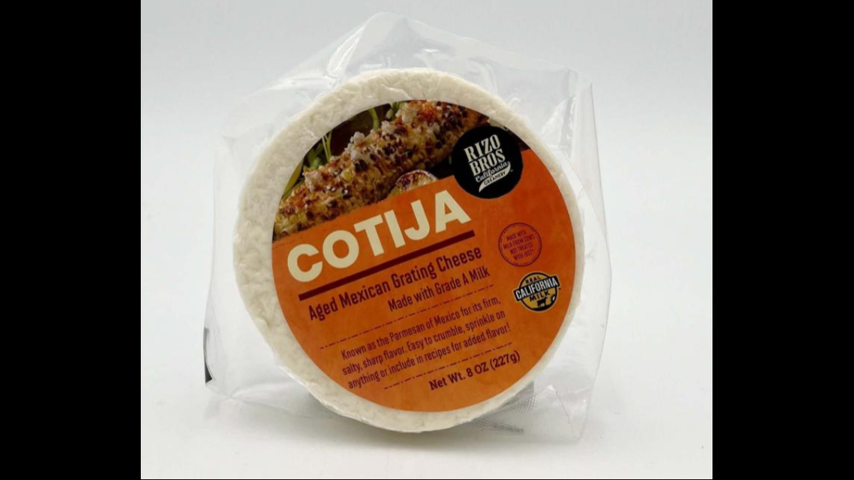 An 8-ounce puck of Tío Francisco Cotija Aged Mexican Grating Cheese