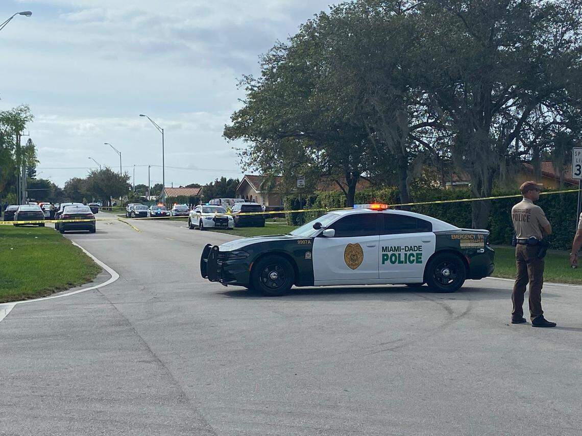 Miami-Dade police block access to Southwest 92nd Avenue at Southwest 21st Street on Friday, Dec. 8, 2023.