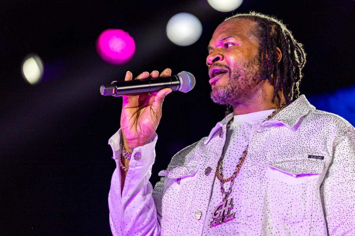 American singer Jaheim performs during Jazz in the Gardens at Hard Rock Stadium Arena in Miami Gardens, Florida, on Saturday, March 9, 2024.