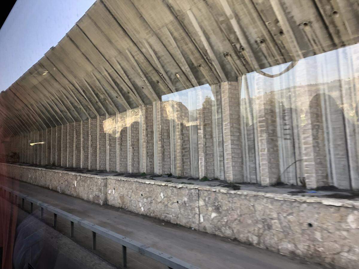 One of the new walls separating Israeli and Palestinian-held territories as you approach Jerusalem.