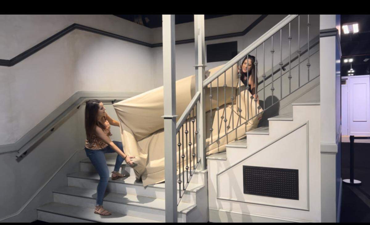 You can re-create the famous ‘Pivot’ couch scene at the Friends Experience at Aventura Mall in Aventura/Alie Skowronski, Miami Herald Staff