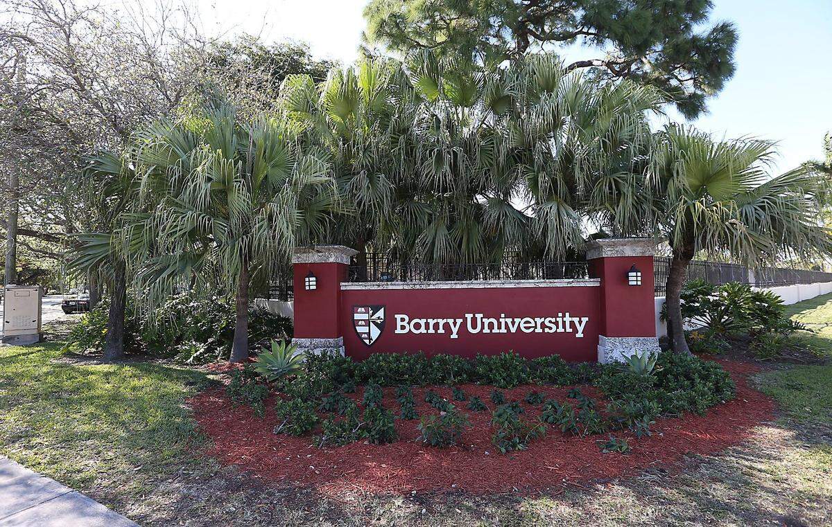 The Barry University sign on Northeast Second Avenue in Miami Shores from March 2017.