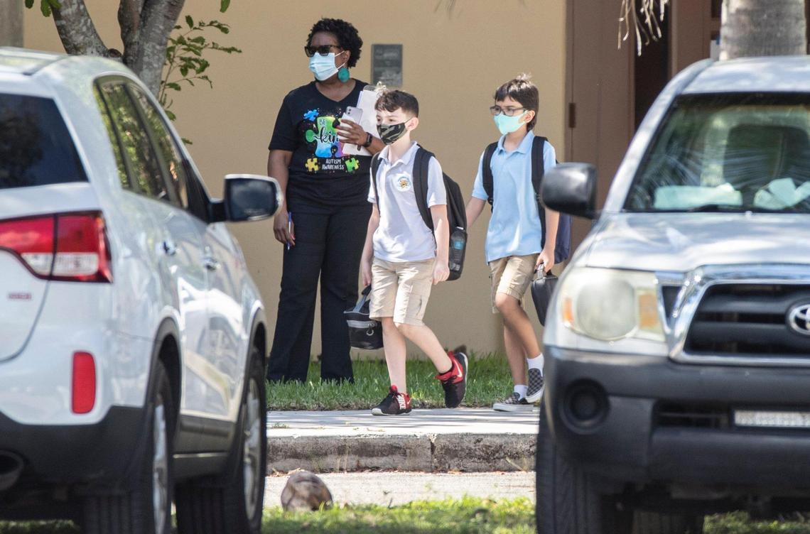 A student at William Lehman Elementary School has tested positive for COVID-19, school district officials said on Thursday, Oct. 8, 2020. The Kendall school reopened its classrooms to students on Monday, along with all the other public elementary schools in Miami-Dade. Students leave at dismissal on Thursday.