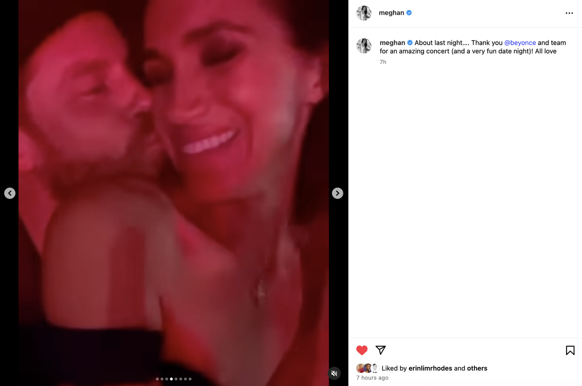 Meghan Markle shares cute photos from her date night with Prince Harry.