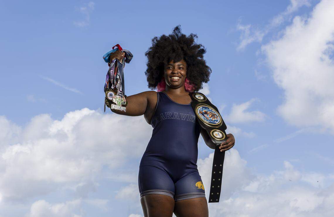 Arheanna Bryan, J.P. Taravella High School, Wrestling. All-Broward players photographed at Brian Piccolo Sports Park on Tuesday, March 31, 2026, in Cooper City, Fla.