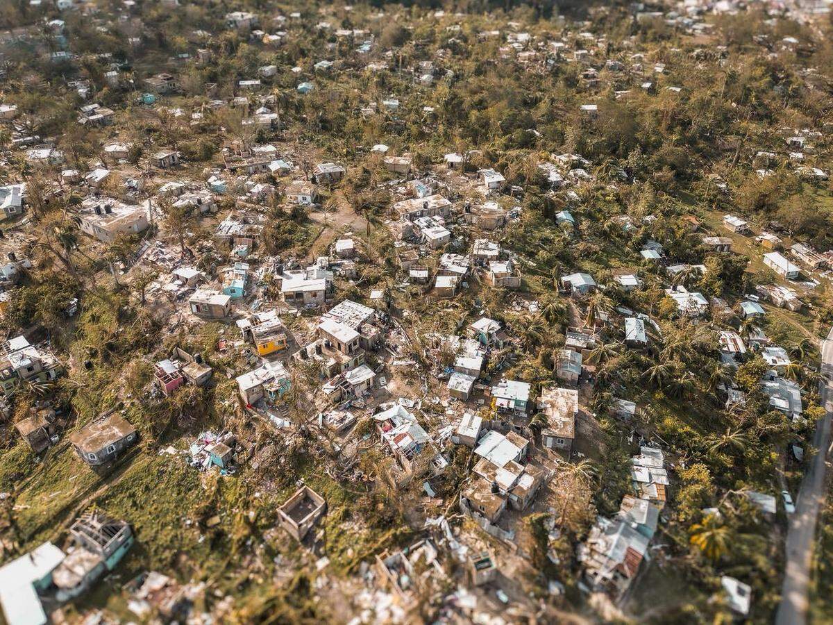 An aerial image of the Windsor neighborhood in St. Ann, Jamaica reveals the extent of the damage from Category 5 Hurricane Melissa’s Tuesday strike.