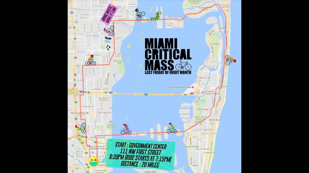 Critical Mass will begin at 7:15 p.m. April 30 in Downtown Miami.