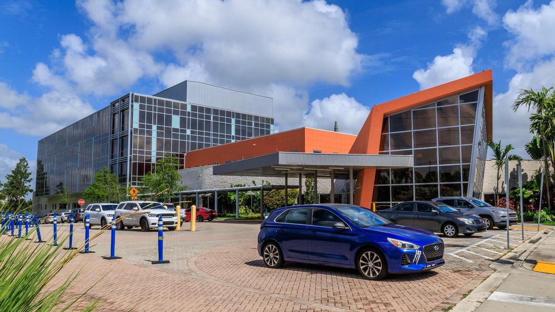 View of the entrance to Jackson South Medical Center, located at 9333 S.W. 152nd St. in Miami, on Friday, July 11, 2025.