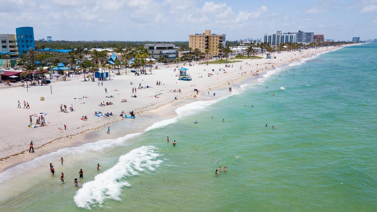 Aerial view of Hollywood Beach, Florida on Saturday, May 30, 2020.