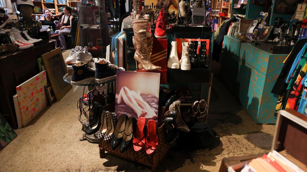 Shoes sit on display at Sir Thrifty thrift shop on Thursday, Aug. 25, 2022, in Miami Shores.