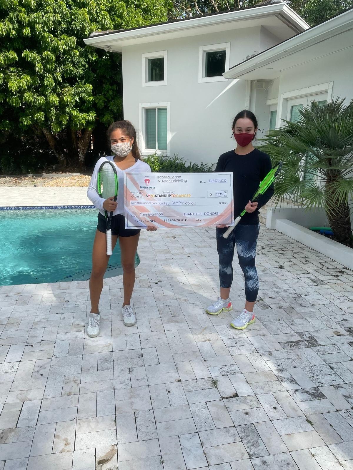 Isabella Leano and Anais Leitchling co-founded their charity project Smash Cancer through their love of tennis. Over the past two years, they have raised $6,250 of their $10,000 goal.