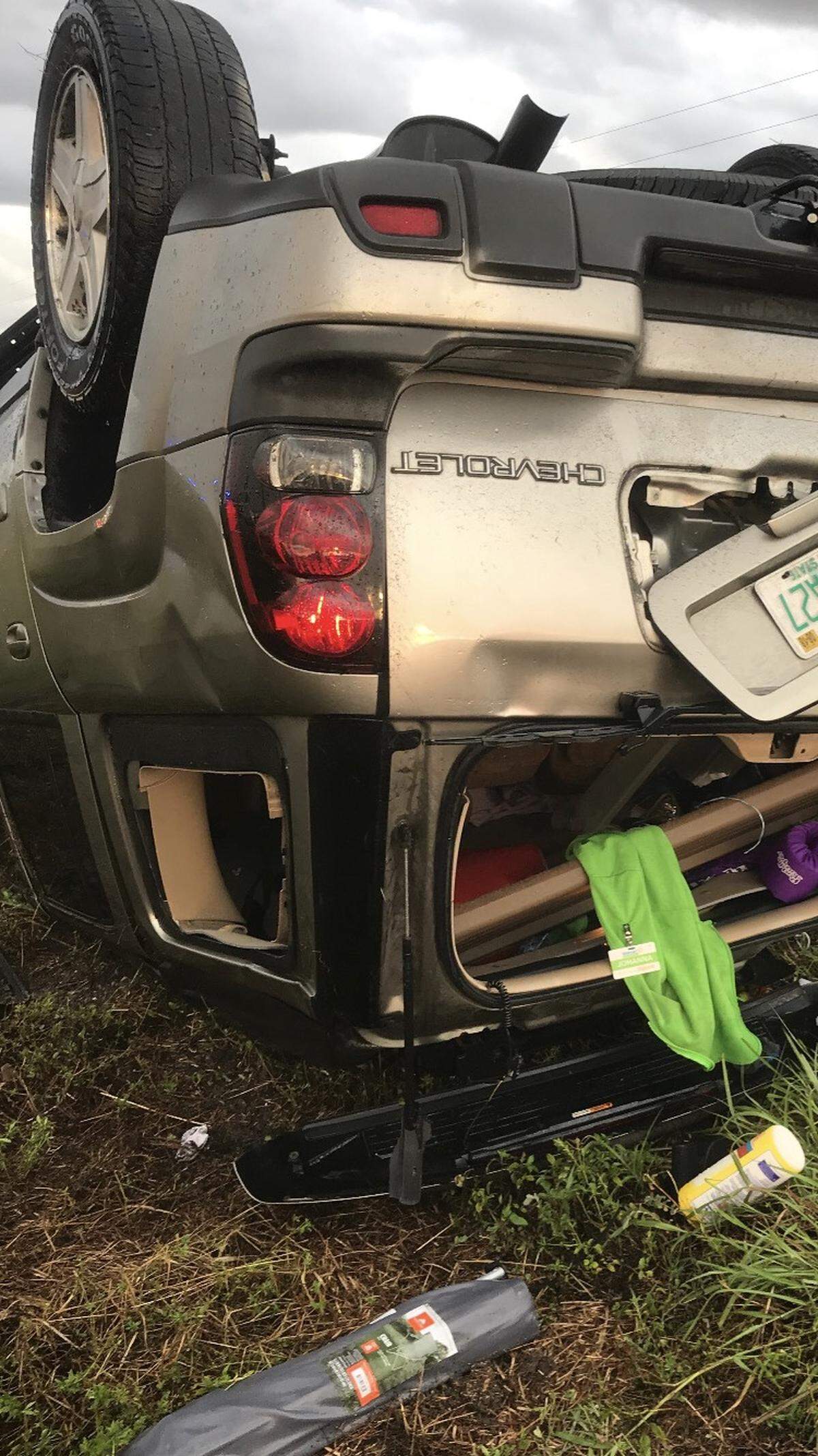 The silver Chevy Blazer after a crash on I-75 in Broward County on Tuesday, July 24, 2018.