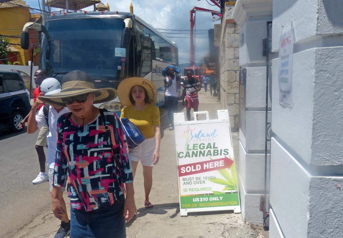 Montego Bay’s popular tourist Hip Strip has two of medical marijuana dispensaries where a medical card from a practitioner allows individuals to purchase pot and smoke indoor.