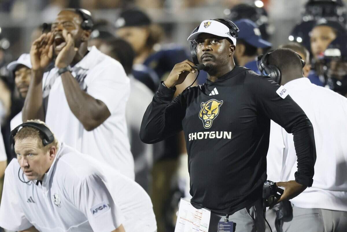 Florida International University Panthers head coach Willie Simmons on the sidelines during the game against the Bethune Cookman Wildcats at FIU's Pitbull Stadium in Miami, Florida, on Friday, August 29, 2025.
