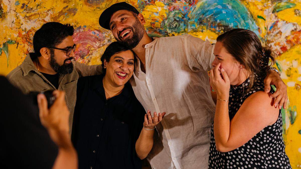 Chef Niven Patel, his wife Shivani Patel, who runs the Dadeland restaurant; Mohamed Alkassar; and publicist Jessica Brady. Patel and Alkassar will be opening a new location of Ghee Indian Kitchen in Wynwood.