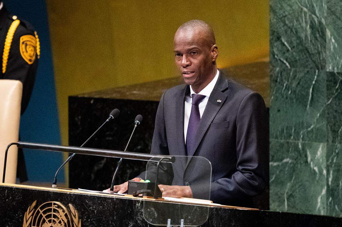 Jovenel Moïse, then president of Haiti, addresses the United Nations in 2018.