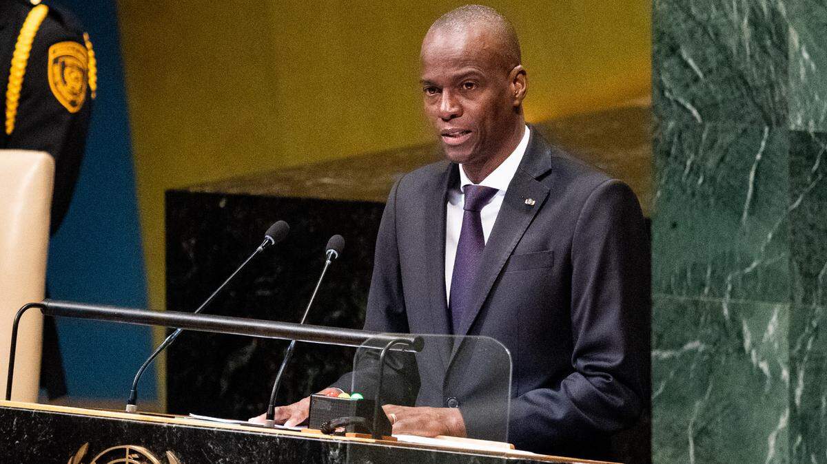 Jovenel Moise, the late president of Haiti, is shown speaking at the United Nations in 2018. He was assassinated in July 2021.
