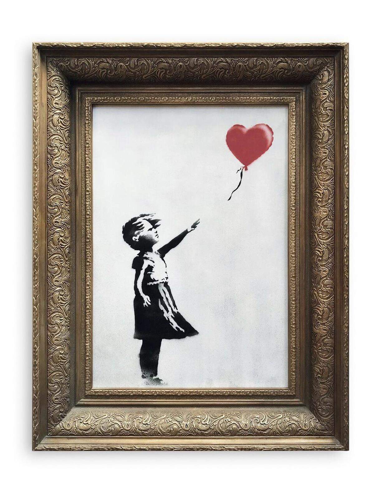 Banksy’s spray-painted canvas ‘Girl with Balloon’, one of his most iconic images.