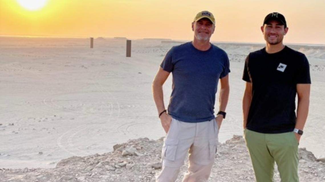 Felix Brambilla (left), the CEO of Overseas Network, and Luis Robles, World Cup project manager, during one of their trips to Qatar as they prepare for the 2022 World Cup