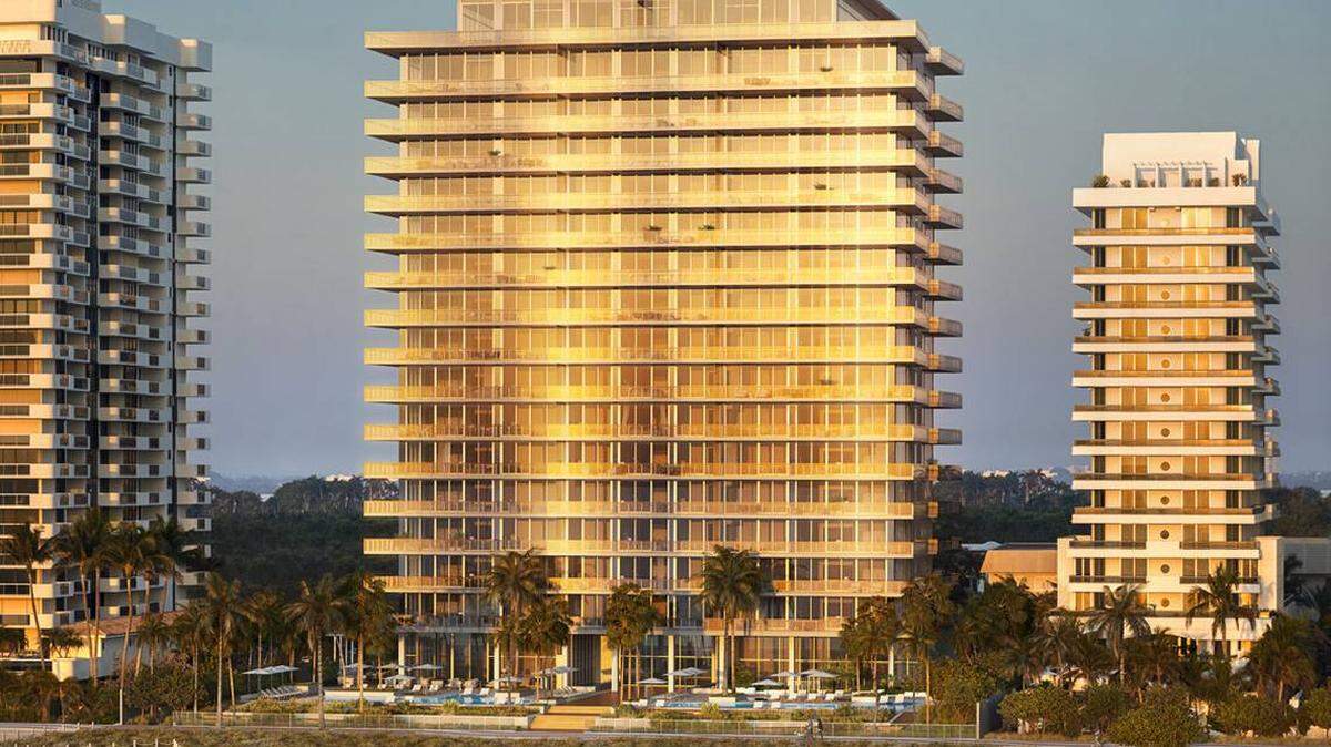 Architectural rendering of the 57 Ocean luxury condo tower at 5775 Collins Ave. The construction site was one of three shut down by the City of Miami Beach for failure to comply with CDC safety regulations.