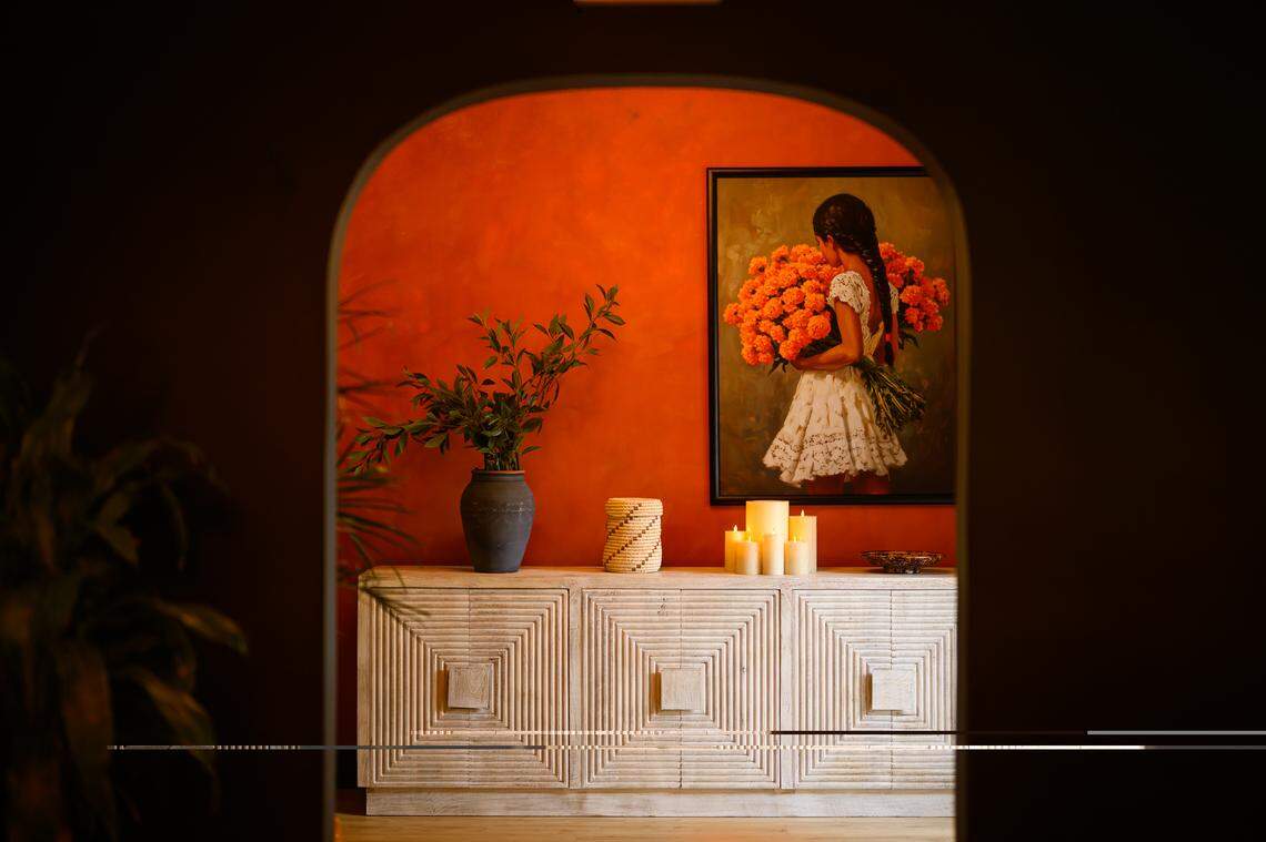 An arch and some artwork at Casa MX, a new Mexican restaurant in Miami.