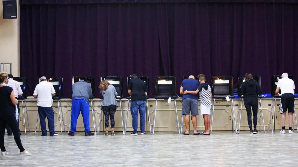 Miami Shores voters fill in their ballots at the C. Lawton McCall Community Center on Election Day, Nov. 3, 2020.