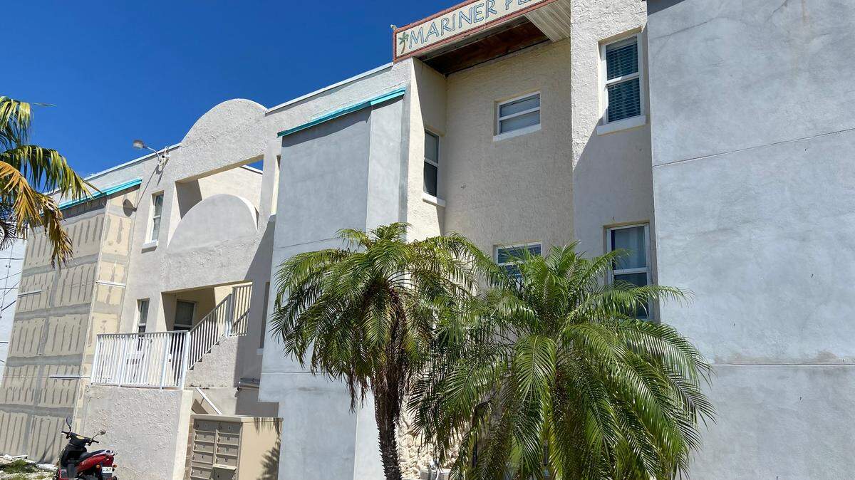Cracked outer walls and spalling are seen from a front view of Mariner Place apartments in Marathon, Florida, Wednesday, Feb. 23, 2022.