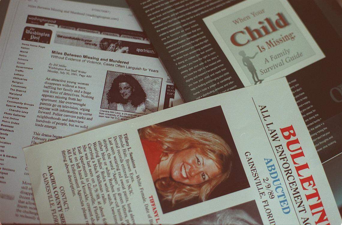 8/1/01--nuri vallbona/herald staff--miami Patrick Sessions’ daughter, Tiffany, disappeared in 1989 in Gainesville. He sees many parallels between his daughter’s case and Chandra Levy’s and tries to help other parents of missing children.