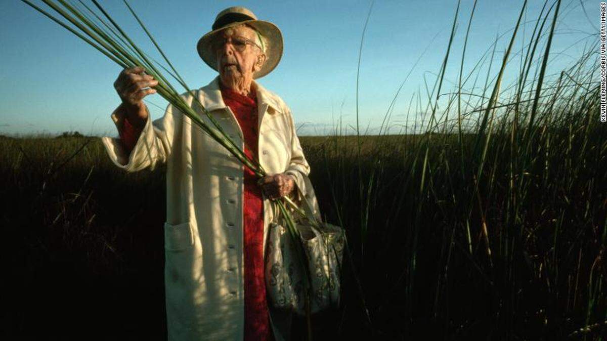 Marjory Stoneman Douglas in her beloved Everglades. Friends of the Everglades, which she founded, will celebrate its 50th anniversary at a benefit April 7 at Fairchild Tropical Botanic Garden in Coral Gables.
